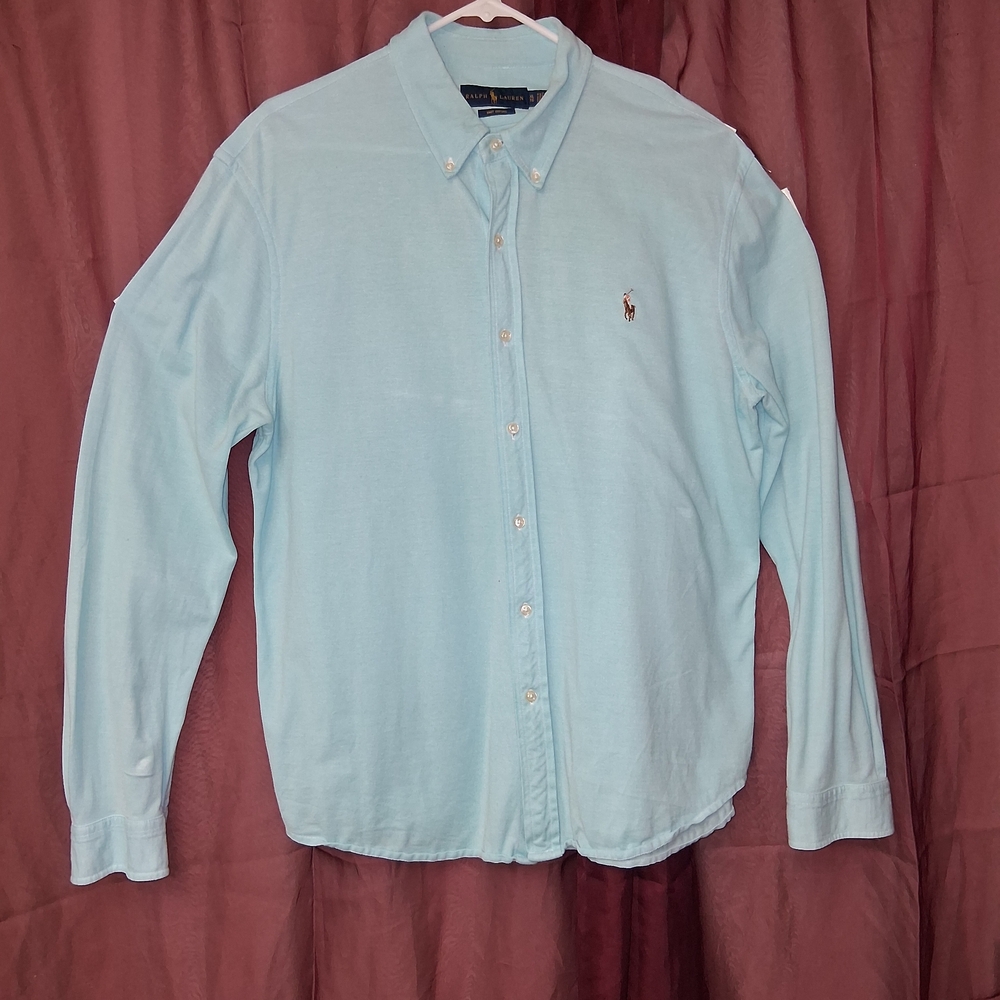 Ralph Lauren Knit Oxford Men SZ XL Light Blue Casual Button Down Shirt - Picture 5 of 15